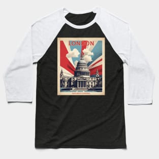 Saint Pauls Cathedral London United Kingdom Vintage Travel Tourism Poster Baseball T-Shirt